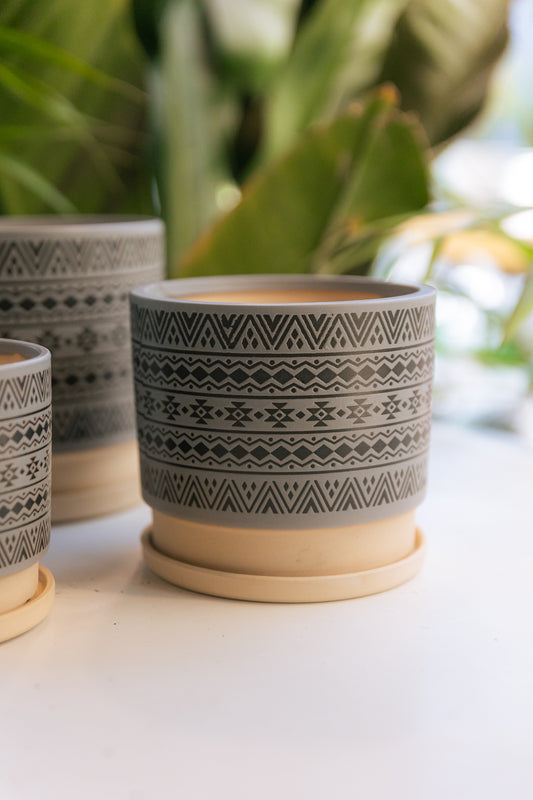 Macetero Cerámica Crudo Black Ocean